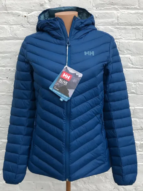 Womens Helly Hansen Down Insulated BLUE Jacket with Hood $300, Size: L