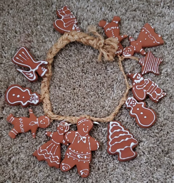 Clay Gingerbread,  Christmas Trees, Santa, Angel,  Snowman Holiday Garland
