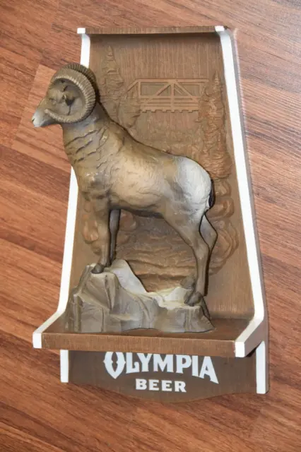 Vintage OLYMPIA BEER Big Horn Sheep 3D Figure Bar Sign Man Cave Wildlife Series