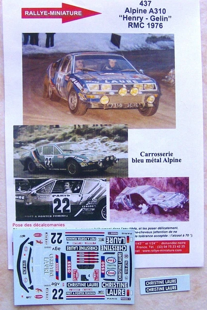 Spark S5496 Alpine A310 No.9 Rally Monte Carlo 1976 J-L. Thérier - M. Vial