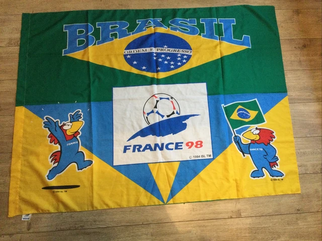 Grand Fanion France - Brésil Coupe Du Monde 1998 - Vintage Football Pennant