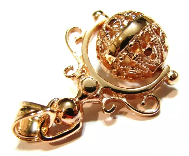 Kaedesigns New 9ct 9k Rose Gold Filigree Ball Spinner Pendant