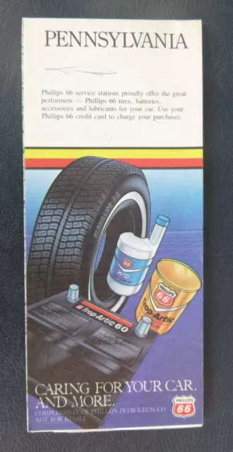 1982 Pennsylvania road  map Phillips 66  oil gas