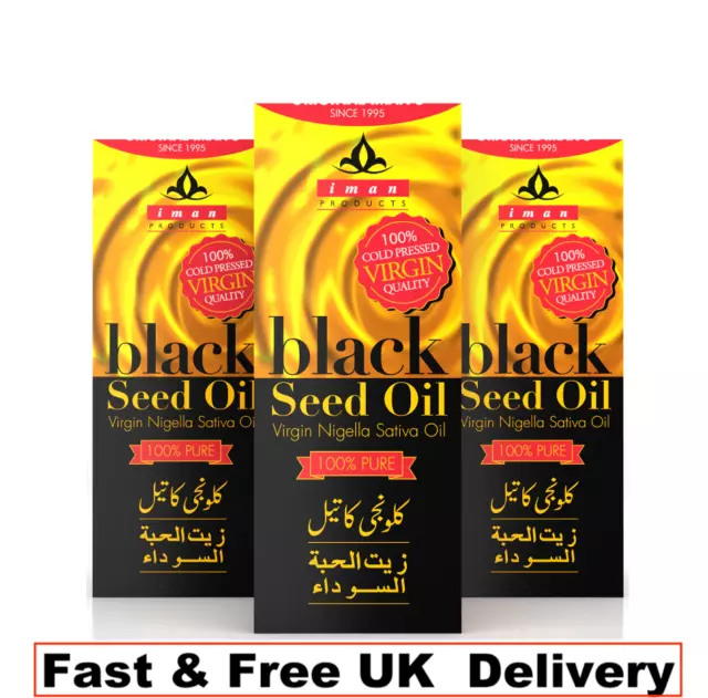 Iman Virgin (Cold-Pressed) Black Seed Oil 3 x 100ml Cumin Nigella Sativa Oil