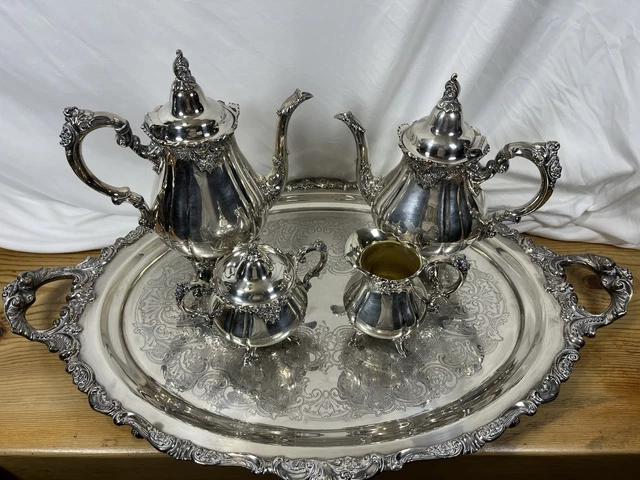 BEAUTIFUL VINTAGE WALLACE Baroque Silver Plated Coffee And Tea