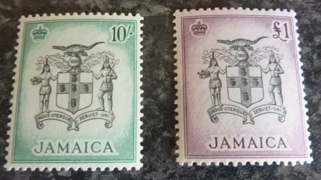 Jamaica Postage Stamps Sg173-4 10/- & £1 Very Lightly Mounted Mint