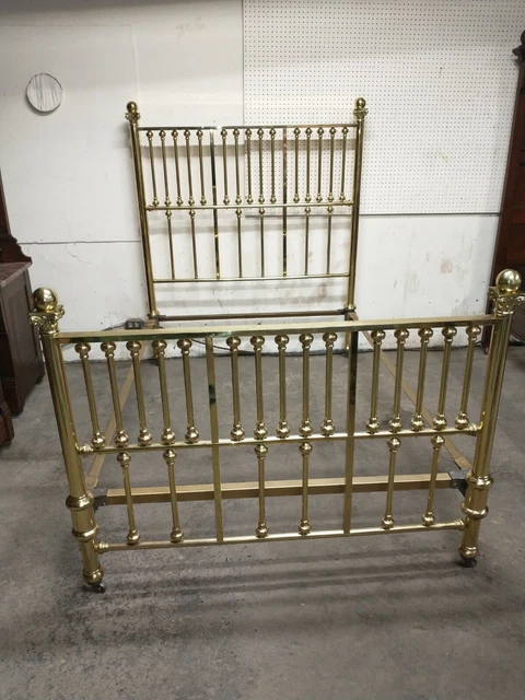 Antique Rare Brass Carved Casting Columns Bed, Fantastic Very Rare Brass Bed