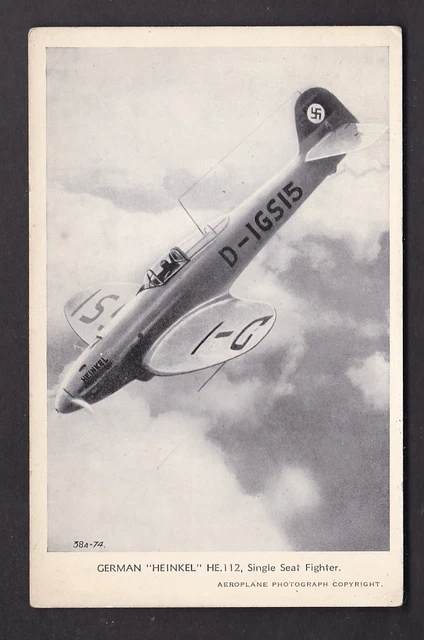 MILITARY GERMANY LUFTWAFFE Heinkel HE 112 c1930s? RP PPC by Valentine £ ...