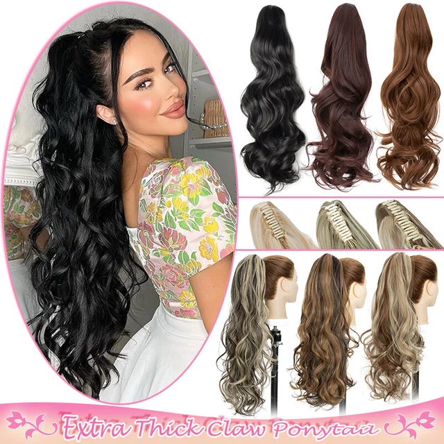 REAL THICK CLAW Clip Ponytail As Human Straight Pony Tail Hair