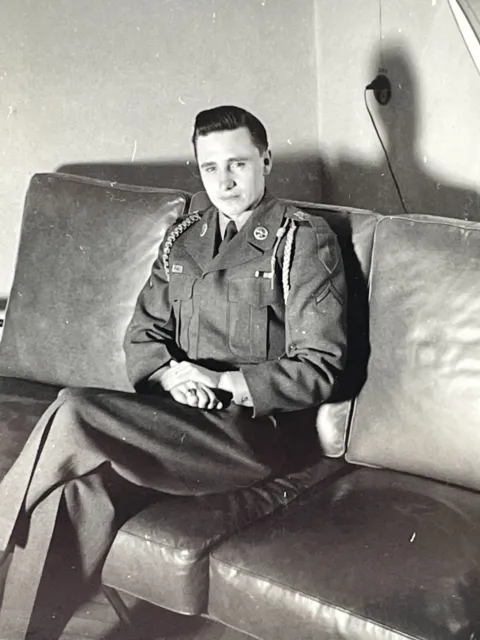 NH Photograph Portrait Of A Sitting Soldier Couch Uniform Looking Into Your Soul