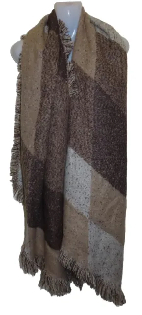 SEED HERITAGE Large Brown Toned Knit Shawl Scarf One Size