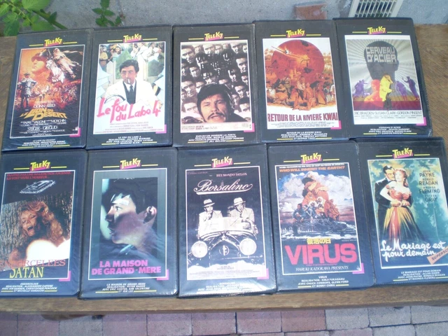 10 CASSETTES VIDEO TELEK7 rivière Kwaï, virus, cerveau d'acier,maison grand-mère