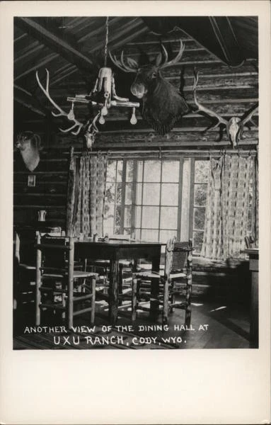 RPPC Cody,WY View of Dining Hall at Uxu Ranch Park County Wyoming EKC Postcard