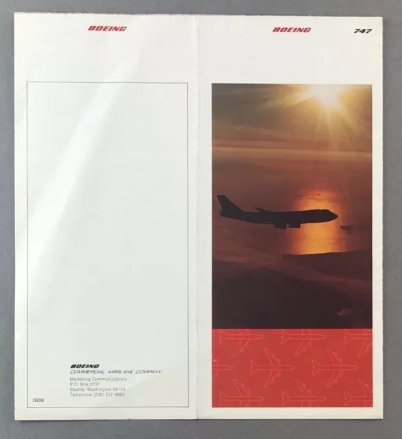 Boeing 747 Vintage Manufactures Sales Brochure Seat Maps & Cutaway