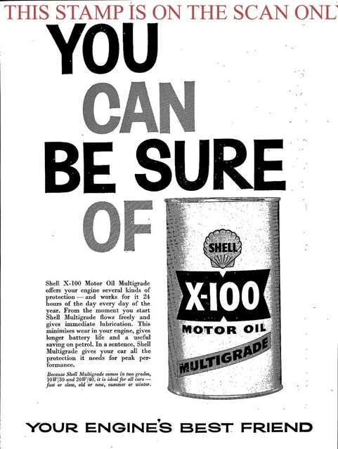 Shell Advert Britain SHELL 'X-100' MULTIGRADE Motor Oil ADVERT : Original 1960 Print Ad 704/ ...