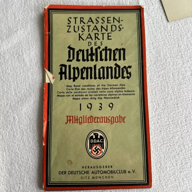 Strassenzustandskarte des Deutschen Alpenlandes 1939 D.D.A.C.