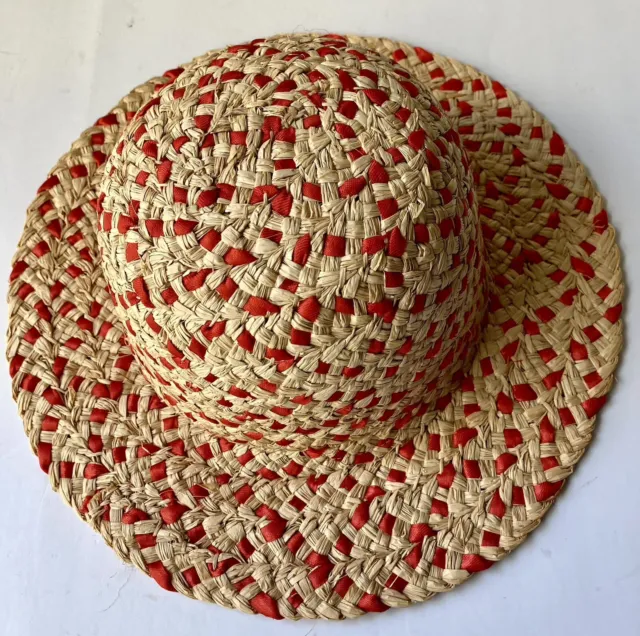 Sun and Sand Womens Fedora Hat Straw &  red Fabric Sun Hat packable Summer