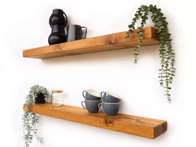 Rustic floating plasterboard shelves 15cm shelf