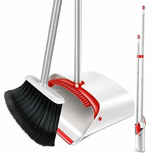 Upright Broom and Dustpan Set with 52" Long Handle Easy to Store Dust Pan Bro...