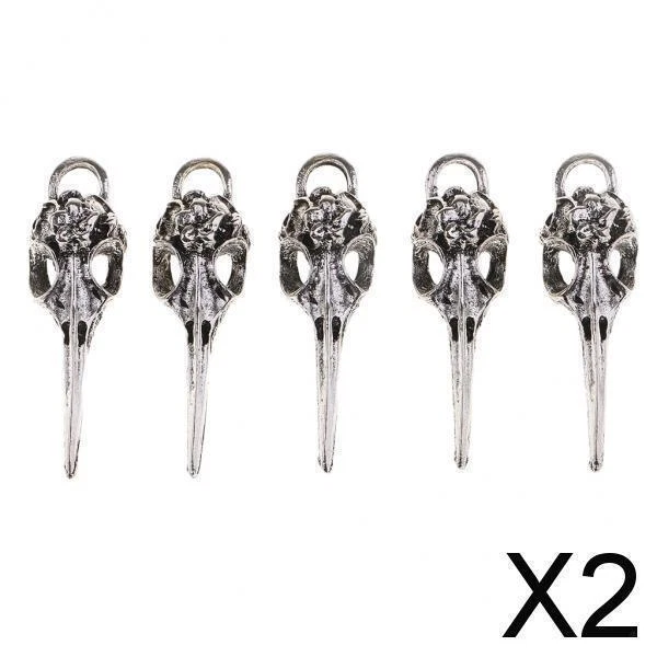 2X 5 Stücke Antike Vogelkopf Schädel Skelett Charms Anhänger Legierung