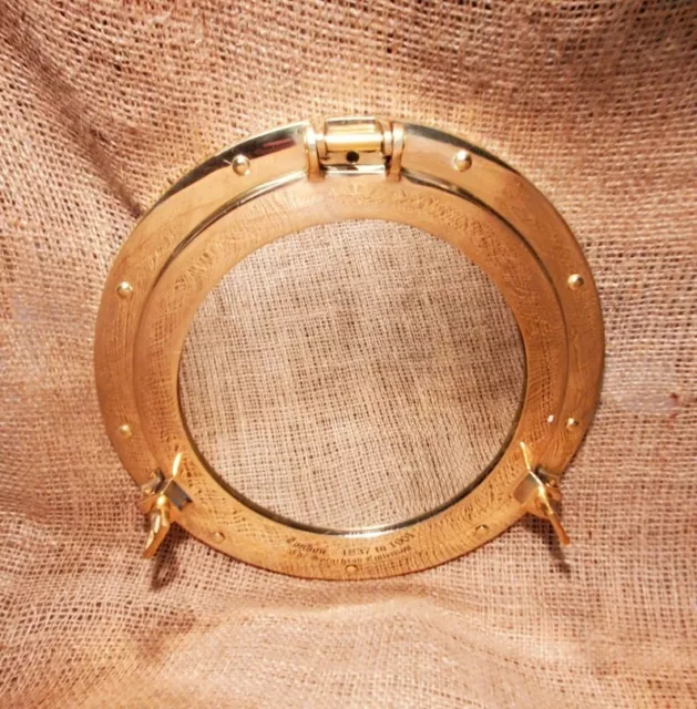 Polished Brass - Porthole Mirror Embossed  (the Victorian Era) New Designer Gift