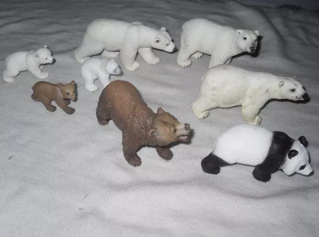 Lot 8 OURS PAPO et  SCHLEICH (Animaux sauvages ) ours blanc, ours noir,  panda