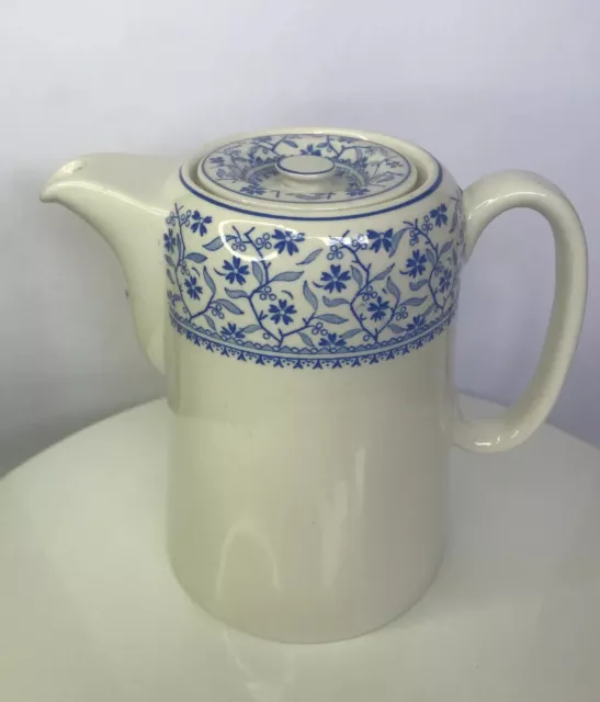 Vintage Blue & White Coffee Pot Teapot Dunn Bennett & Co Ltd  Vitreous Ironstone