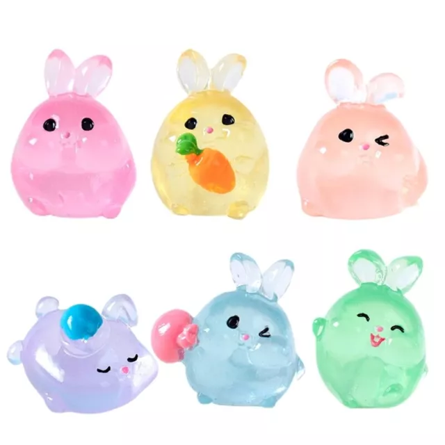 Set of 6 Rabbit Figurines with Bright Light for Home and Office Decoration