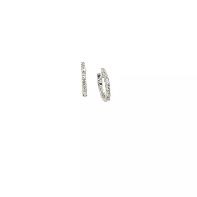 Pendientes de aro de diamantes de oro blanco de 18 quilates, conjunto con 0,08 quilates de diamantes redondos, 9 mm