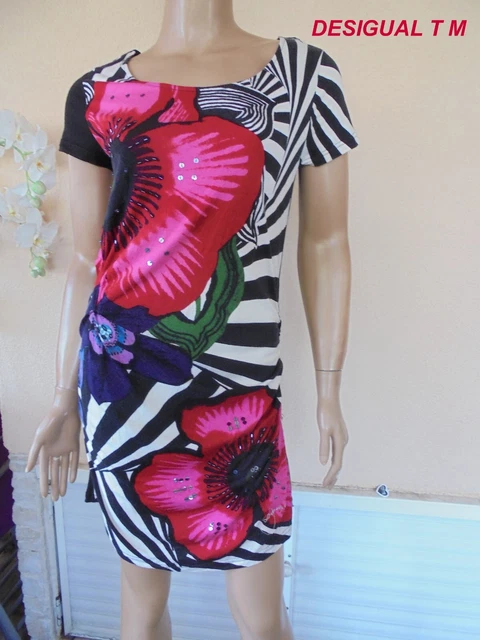 Robe Colorée Desigual - Taille L/40, Longueur 91 Cm, Style évasé, Très Bon état D'occasion