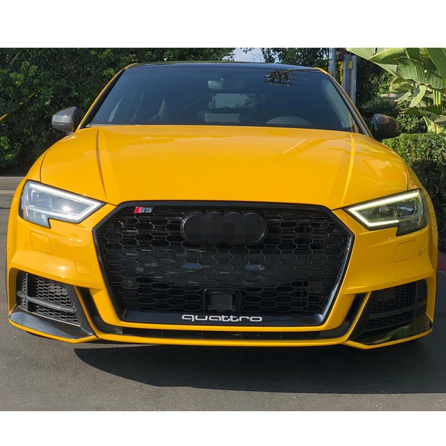 Calandre Grille Nid D'Abeille Noir Brillant Compatible Audi A3 S3 8V 2012-2016