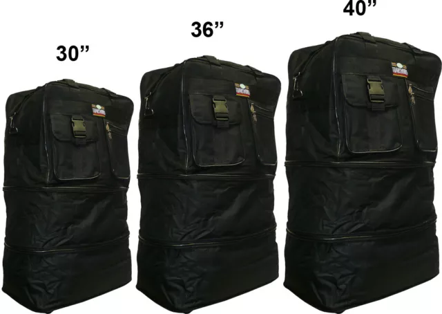 30"/36"/40" Black Expandable Rolling Duffel Bag Wheeled Spinner Suitcase Luggage