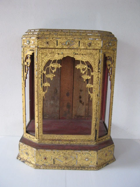 Antique Burmese gold gilt wooden temple
