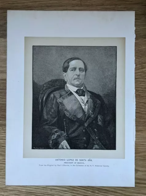 1880 Portrait of Santa Ana from Original Wood Engraving [J.H. Richardson]