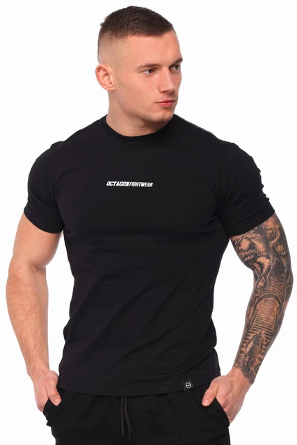 Men’s T-shirt Octagon Fight Wear Small Black MMA KSW UFC Muay Thai Boxing BJJ PL