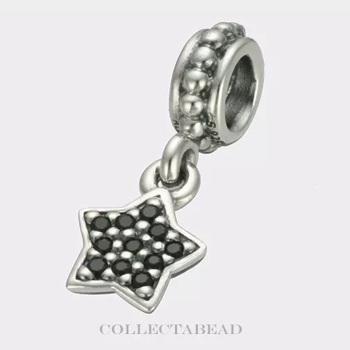 Authentic Pandora Silver Dangle Star Pave Black CZ Star Bead 791024NCK