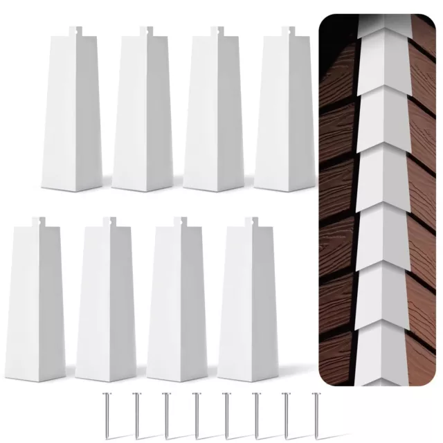 8 Pcs Aluminum Siding Corners 8 Inch Outside White Siding Corner Caps Smooth ...