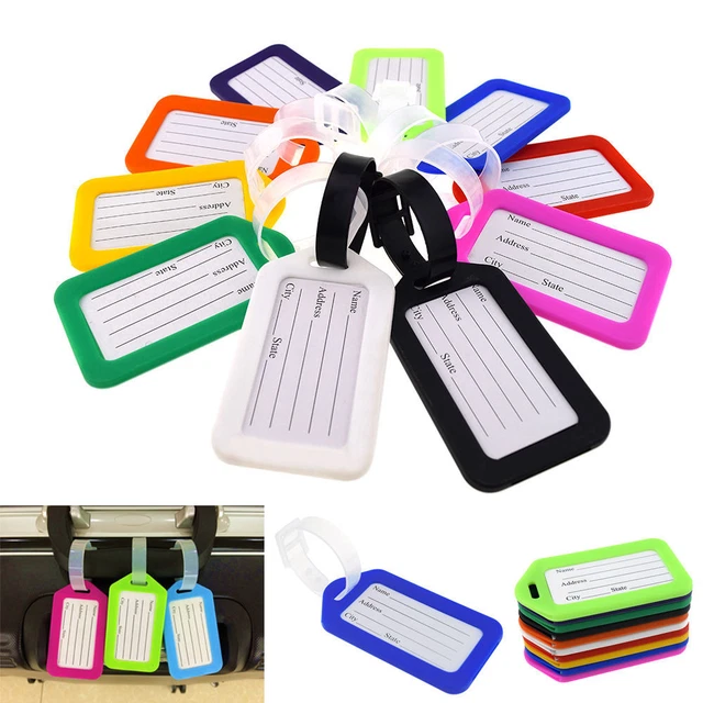 Plastic Suitcase / Luggage ID Tags Labels NAME ADDRESS ID SUITCASE Bag TRAVEL