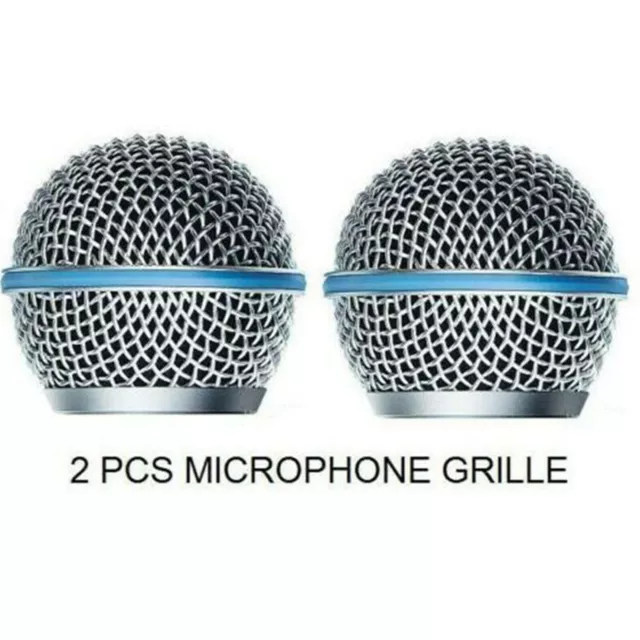 2× Microphone Grill Mic Grille Ball Head Mesh for Shure Beta58A SM58 pgx24 slx24