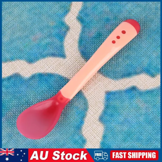 Infant Sensing Temperature Sucker Bowl Fork Spoon Tableware (Pink Spoon)
