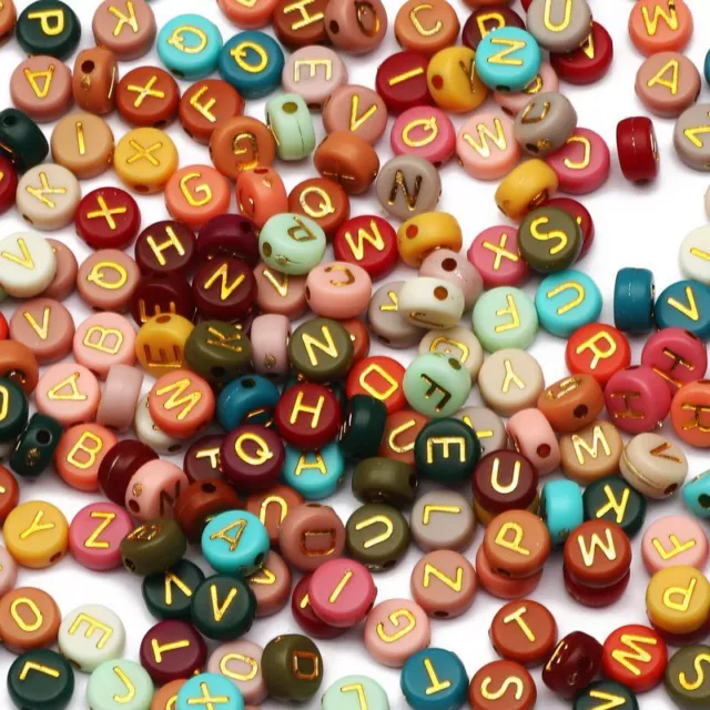 Round Flat Mixed Letters Beads Acrylic Loose Charm Spacer Bead Accessory 1pack