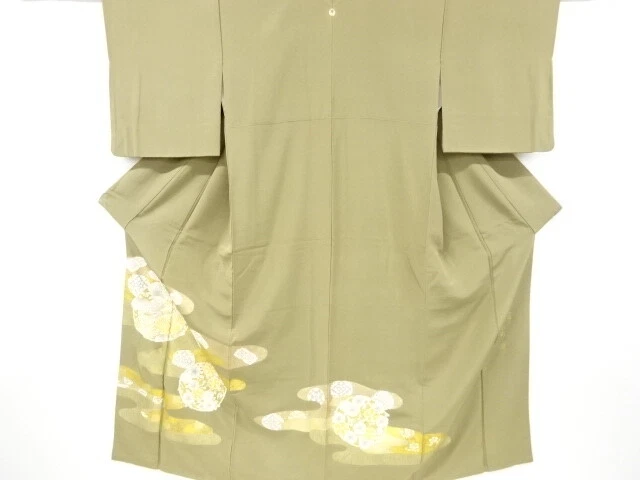 6792488: Japanese Kimono / Vintage Iro-Tomesode / Gold Foil / Embroidery / Flowe