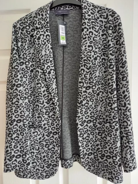 Marks & Spencer Ladies UK 12 Animal Print Grey Mix Jacket Brand New With Tags