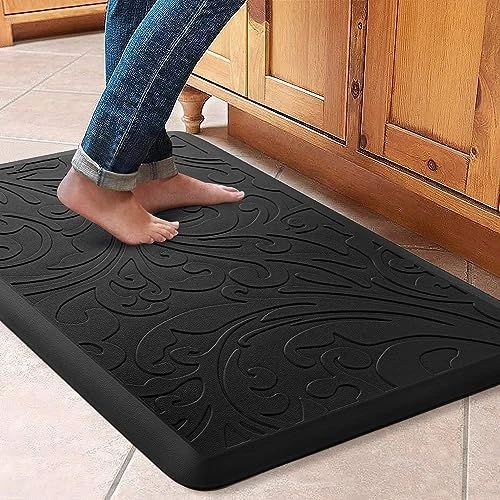 Estera de cocina KMAT acolchada antifatiga impermeable 17,3"" x 28", negra