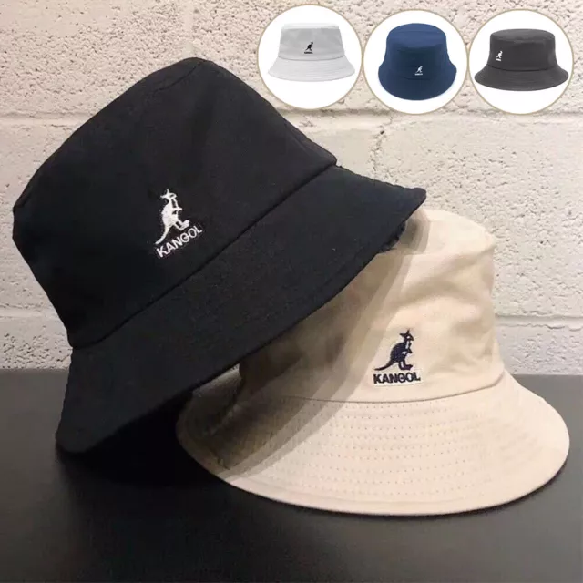 Classic Kangol Bermuda Washed Bucket Hat Men Women Cotton Flat Top Hat Headwear