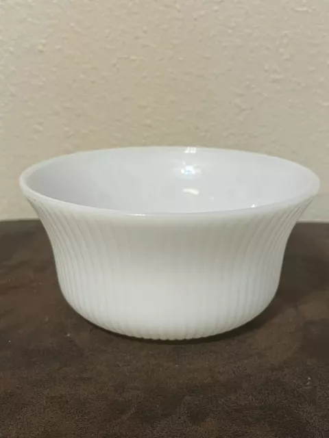 Vintage E.O. Brody Co. White Milk Glass Ribbed Bowl Cleveland Ohio  Dish