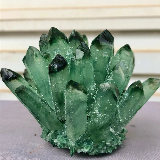 397g  New Find Green Phantom Quartz Crystal Cluster Mineral Specimen Healing 3