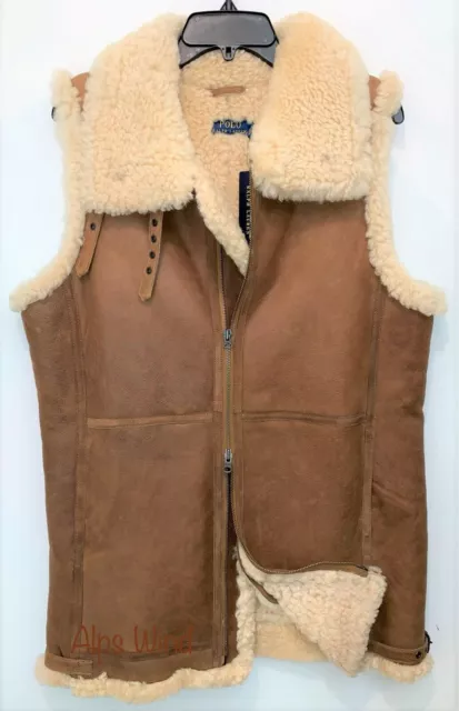 NEW Polo Ralph Lauren Women's Brown Leather Shearling Fur Vest Size M MSRP:$1998