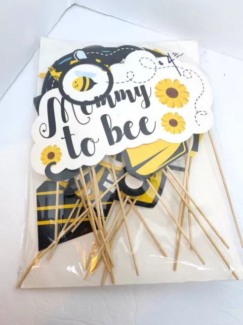 QTY=30: Bumblebee Photo Booth Props Kit, Honey Bee Baby Shower Party Decorations