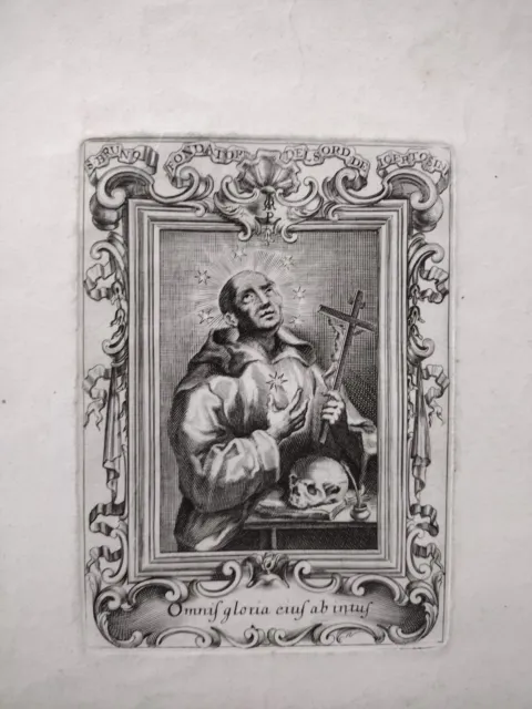 San Bruno Cologne Koln Ordre Chartreux Impression Antique Original Engraving